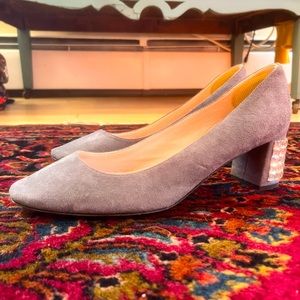 Stunning Kate Spade Gray Suede Bejeweled Heels
